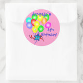 カラフルな誕生日バルーンのシール ラウンドシール (バッグ)
