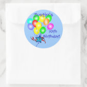 カラフルな誕生日バルーンのシール ラウンドシール (バッグ)