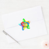 カラフルな誕生日バルーンのシール 星シール (封筒)