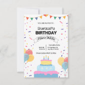 カラフルな誕生日パーティーの招待状 サンキューカード (正面)