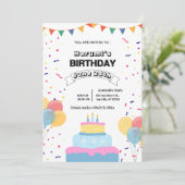 カラフルな誕生日パーティーの招待状 セーブザデート (スタンド正面)