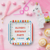 カラフルな誕生日パーティー ペーパープレート (パーティー)