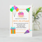 カラフルな誕生日パーティー 招待状 (スタンド正面)