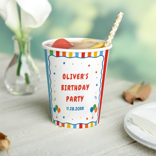 カラフルな誕生日パーティー 紙コップ