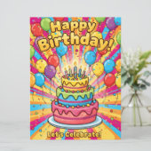 カラフルな誕生日 カード (スタンド正面)