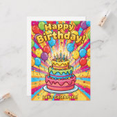 カラフルな誕生日 カード (正面/裏面インサイチュ)
