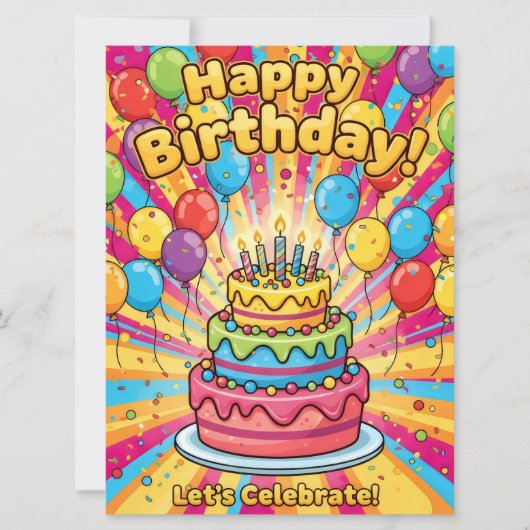 カラフルな誕生日 カード (正面)