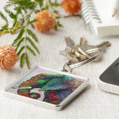 カラフルな象の芸術 キーホルダー (側面)