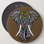 カラフルな象 缶バッジ (正面&裏面)