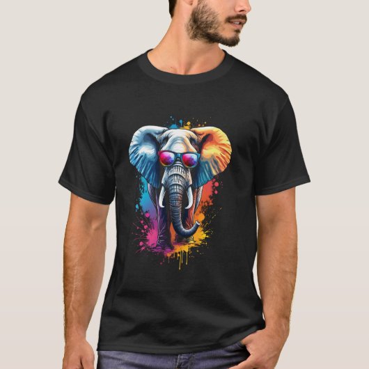 カラフルな象 Tシャツ (正面)