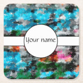 カラフルな質 スクエアペーパーコースター (正面)