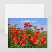 カラフルな赤いケシの花畑 回復のお祈りメッセージ ポストカード (正面/裏面)