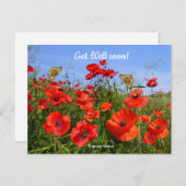 カラフルな赤いケシの花畑　回復のお祈り ポストカード (正面/裏面)