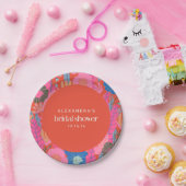 カラフルな赤いボヘミアンフラワーカスタム ブライダルシャワー ペーパープレート (パーティー)