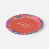 カラフルな赤いボヘミアンフラワーカスタム ブライダルシャワー ペーパープレート (アングル)