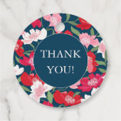 カラフルな赤い花の青いありがとうございます フェイバータグ (裏面)