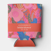 カラフルな赤のボヘミアンフラワーカスタム ブライダルシャワー 缶クーラー (正面)