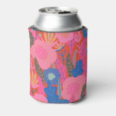 カラフルな赤のボヘミアンフラワーカスタム ブライダルシャワー 缶クーラー (缶裏面)