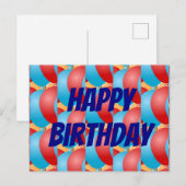 カラフルな赤黄色青い風船の誕生日おめでとう ポストカード (正面/裏面)
