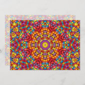 カラフルな赤 黄色 オレンジ ヴィンテージ カラースコープ 招待状 (正面/裏面)