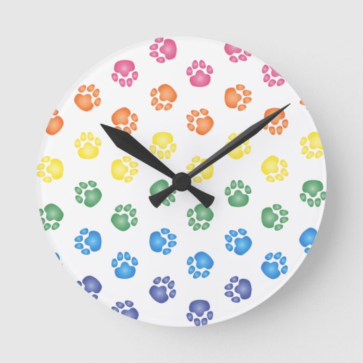 カラフルな足のプリント ラウンド壁時計 (正面)