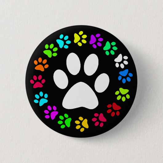 カラフルな足のプリント 缶バッジ (正面)