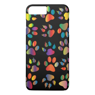 カラフルな足跡パターン (ブラック) iPhone 8 PLUS/7 PLUSケース