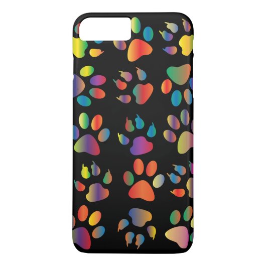 カラフルな足跡パターン (ブラック) Case-Mate iPhoneケース (裏面)