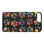 カラフルな足跡パターン (ブラック) Case-Mate iPhoneケース (裏面(横))