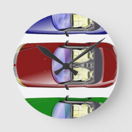 カラフルな車 ラウンド壁時計