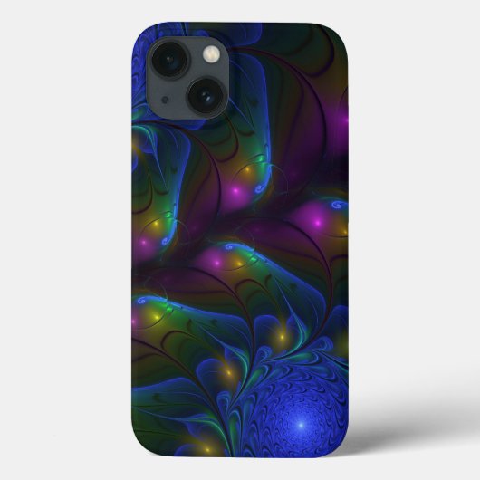 カラフルな輝きの抽象的モダントリッピー・フラクタル Case-Mate iPhoneケース (裏面)