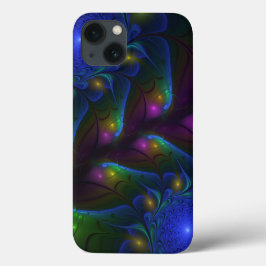 カラフルな輝きの抽象的モダントリッピー・フラクタル iPhone 13ケース
