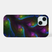 カラフルな輝きの抽象的モダントリッピー・フラクタル iPhone 15ケース (裏面横)