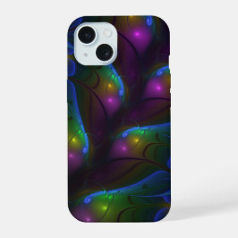 カラフルな輝きの抽象的モダントリッピー・フラクタル iPhone 15ケース