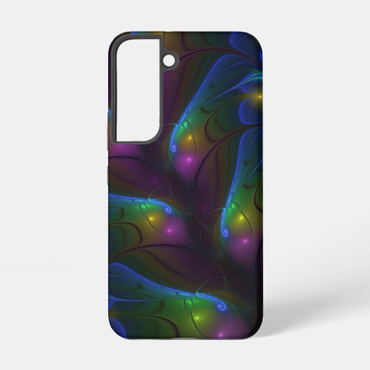 カラフルな輝きの抽象的モダントリッピー・フラクタル SAMSUNG GALAXYケース (裏面)