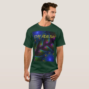 カラフルな輝きの抽象的モダンフラクタルテキスト Tシャツ