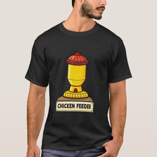 カラフルな農場の動物の設備のデザインの鶏の餌やり Tシャツ (正面)