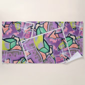 カラフルな通りの芸術のコラージュ ビーチタオル (正面)