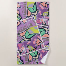 カラフルな通りの芸術のコラージュ ビーチタオル