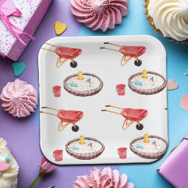 カラフルな遊び場の誕生日パーティー ペーパープレート