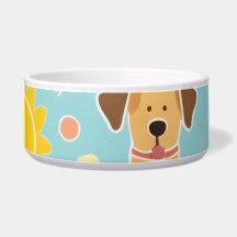 カラフルな遊び心あふれる肉球の陶器製犬用ボウル
