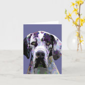 カラフルな道化師のグレートデーンの顔 カード (黄色い花)