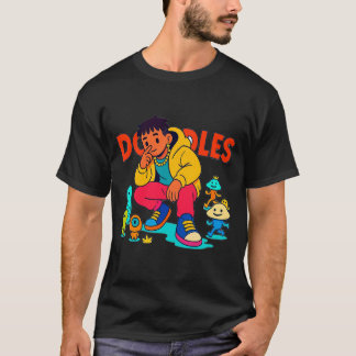 カラフルな都会の落書きアート クールストリートウェア カートゥーン Tシャツ