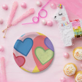 カラフルな重ねハート紙皿 ペーパープレート (パーティー)