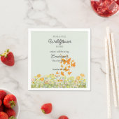 カラフルな野の花と蝶の1歳の誕生日 スタンダードカクテルナプキン (インサイチュ)