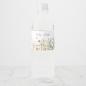 カラフルな野の花のウェディング ペットボトルラベル (正面)