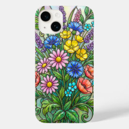 カラフルな野の花のステンドグラススマホケース Case-Mate iPhone 14ケース