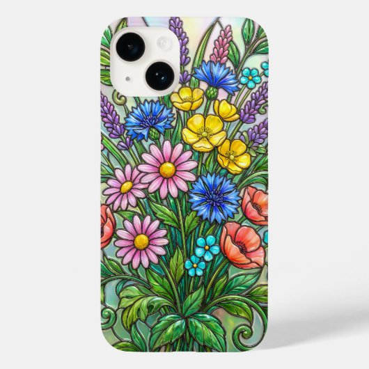 カラフルな野の花のステンドグラススマホケース Case-Mate iPhoneケース (裏面)