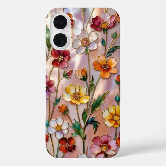 カラフルな野の花のステンドグラス風スマホケース Case-Mate iPhoneケース (裏面)
