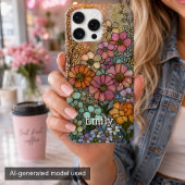カラフルな野の花のステンドグラス オーダーメイドデザイン iPhoneケース